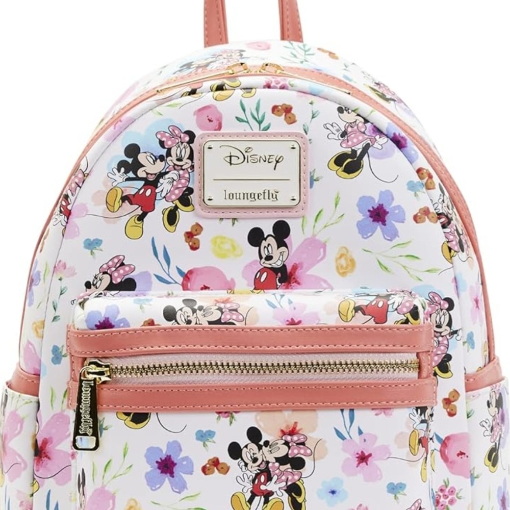 Loungefly Disney Mickey Minnie Mouse Mini Backpack Handbag AOP Floral EXCLUSIVE